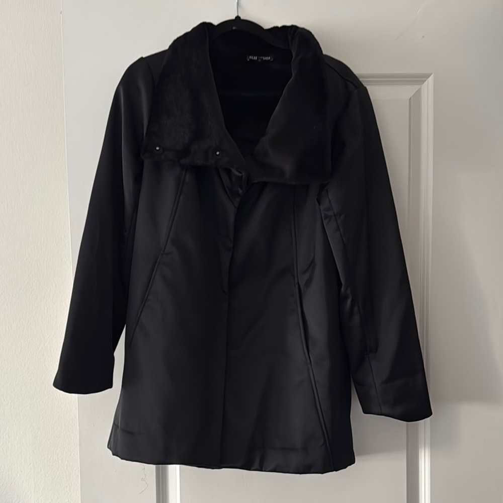 Eileen Fisher Women's Black Jacket with Faux Fur Collar